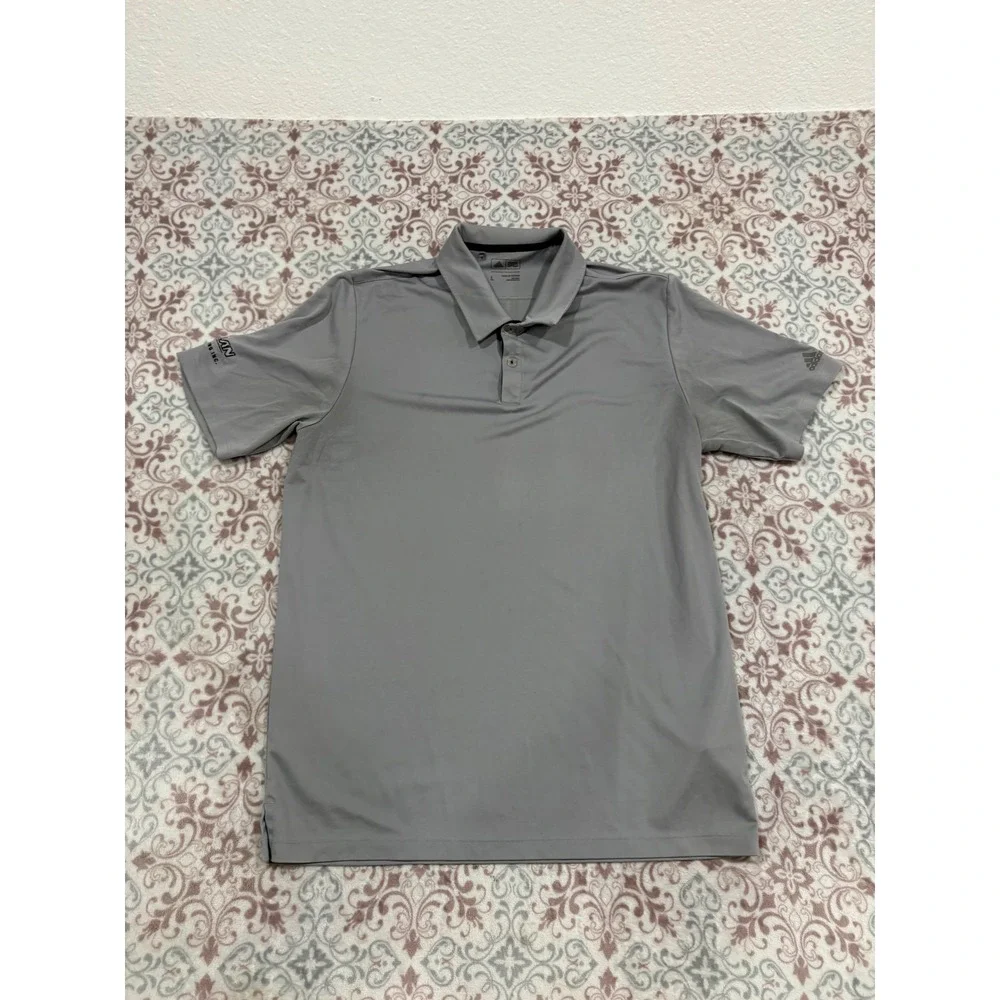 Adidas Golf Mens Large Grey Short Sleeve Performance Polo Shirt 3-Stripe Back